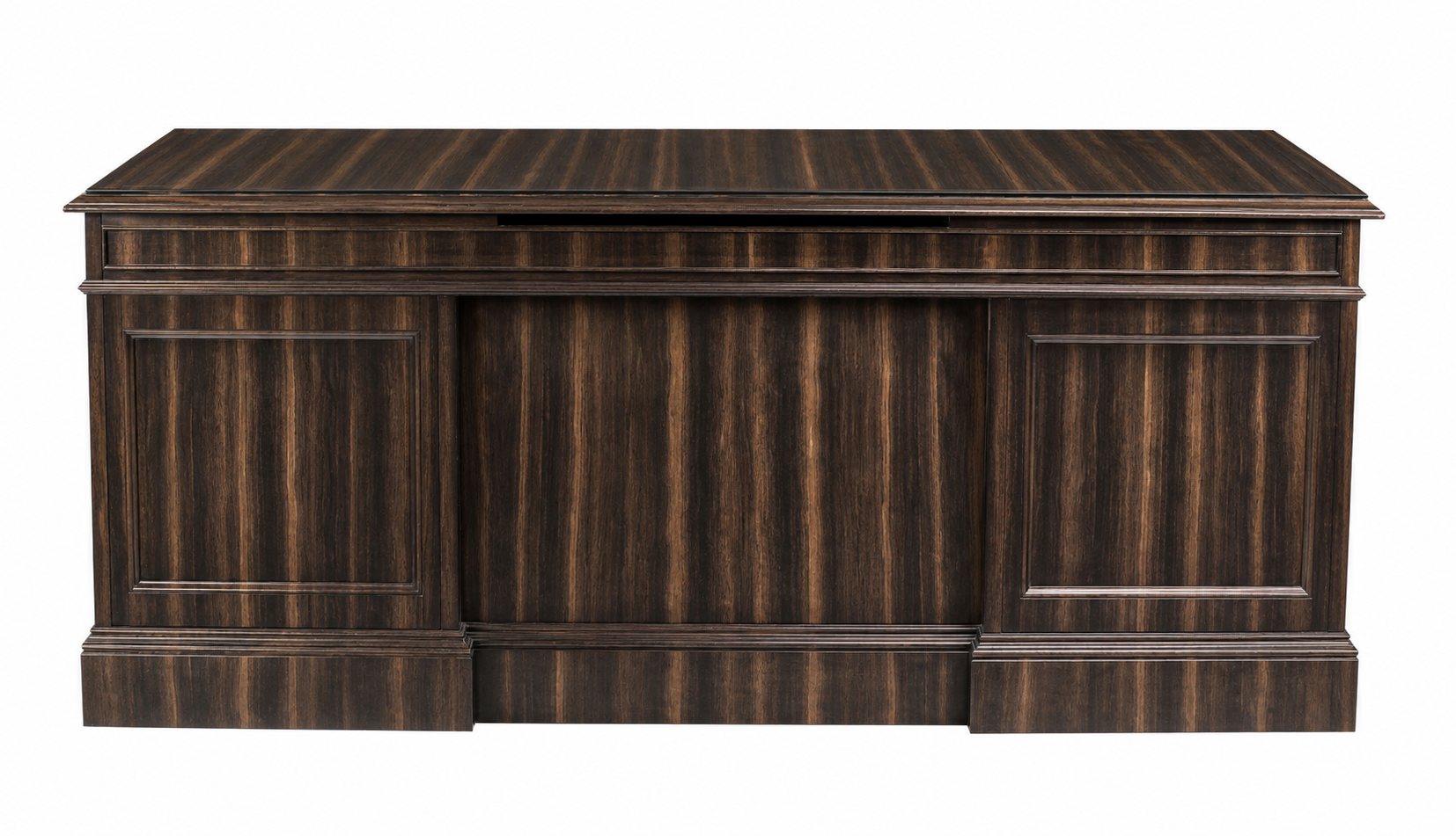 Macassar ebony veneer on a finished desk
